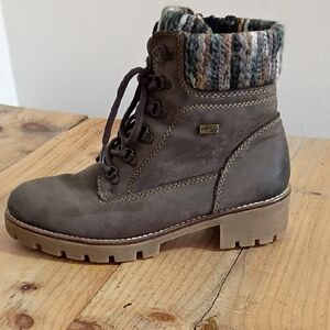 Remonte Tex Brown Platform Leather Lace Up Boots Size 38